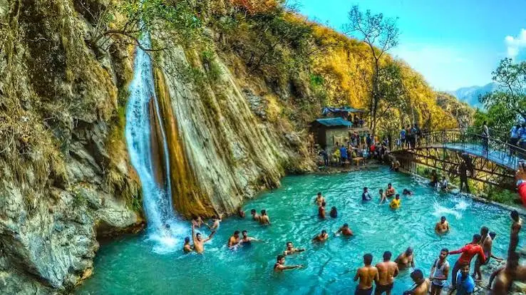 Waterfall and Himalayan landscape near Rishikesh